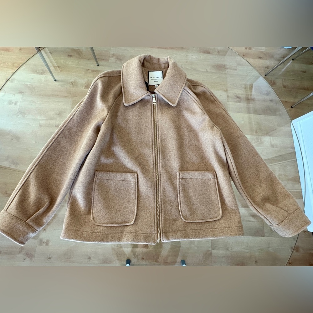 Bagatelle Collection Camel Zip Jacket Large NWOT Neutral Coat